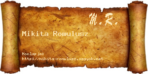 Mikita Romulusz névjegykártya